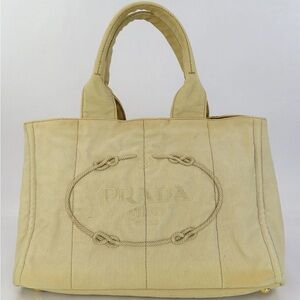 Prada Tan Canvas Tote Bag